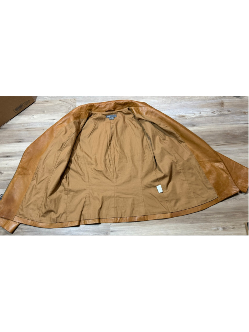 Women's Vince Scuba Brown Leather Asymmetrical Zip Jacket L - Picture 12 of 15